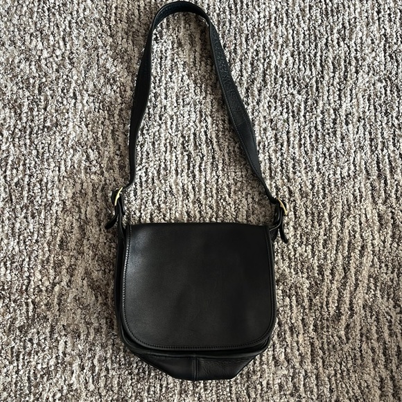 COACH vintage 098-6125 black leather saddle bag - Picture 1 of 7